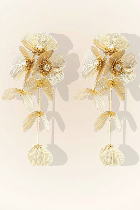 Chunky 14K Gold Plated Gold Flower Earrings