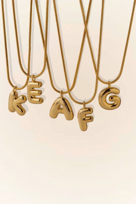 Unique 26 English Letters Glossy Pendant Necklace