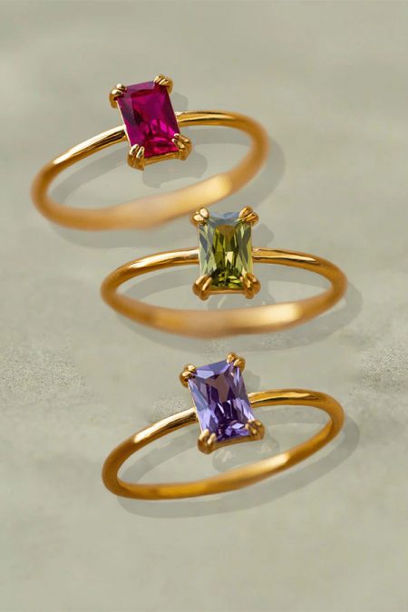 Retro Colored Zircon December Birthstone Ring